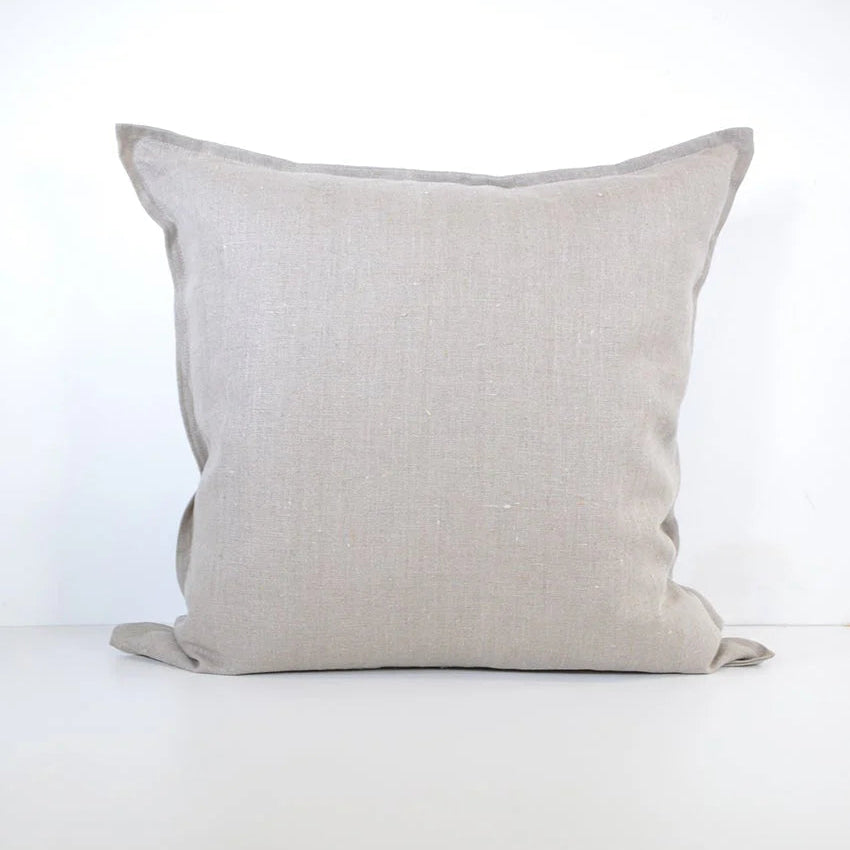 Katrina Colorblock Linen Pillow Cover – Zenith Blue & Natural | Modern 100% Linen Decorative Cushion