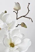 19" Faux Magnolia Stem White | Silk Wired Branch