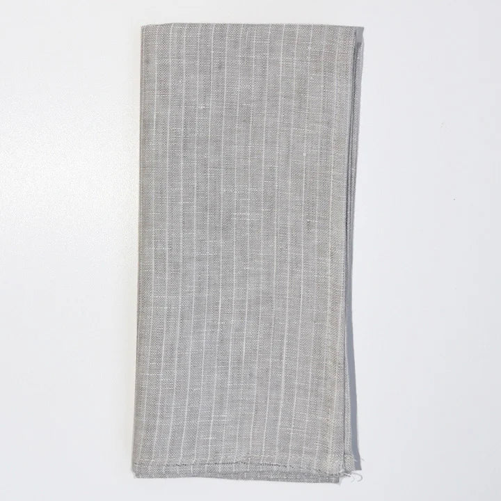 Striped Linen Napkins – Set of 4 (Findlay) | Grey & White Flax Cloth Napkins