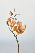 19" Faux Magnolia Blossom Stem, Light Orange & Pink