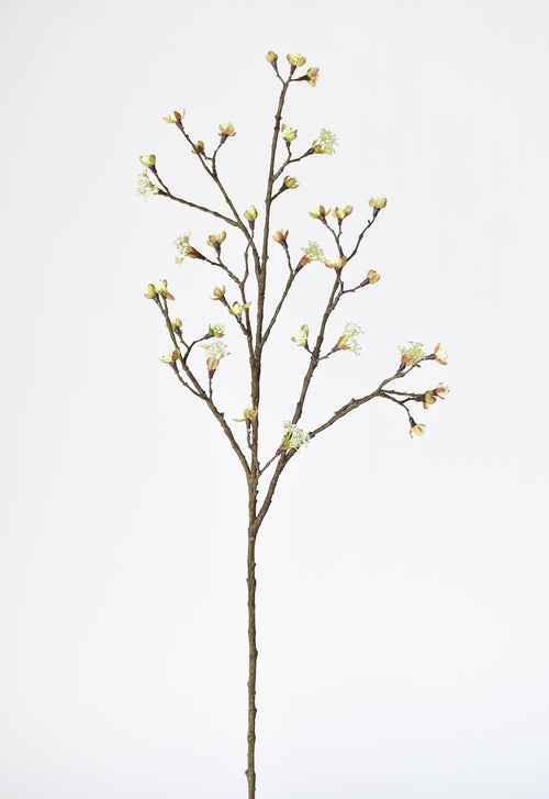 Artificial flower branch with buds on a white background
