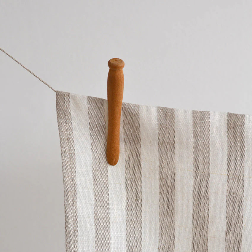 Parallel Off-White & Taupe Striped Linen Tea Towels – Set of 6 | 100% European Linen Kitchen Towels