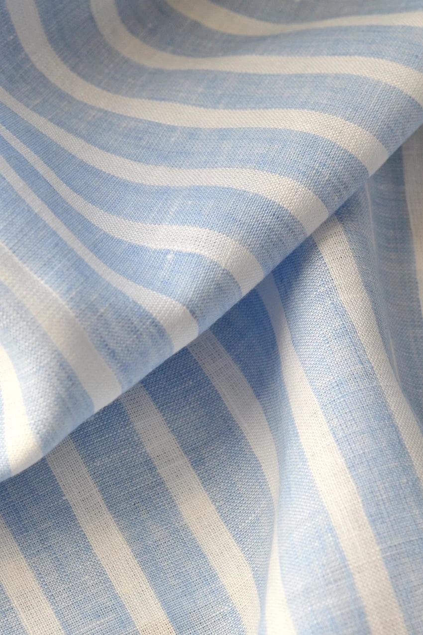 Loch Blue & White Striped Linen Pillow Cover, 22 x 22