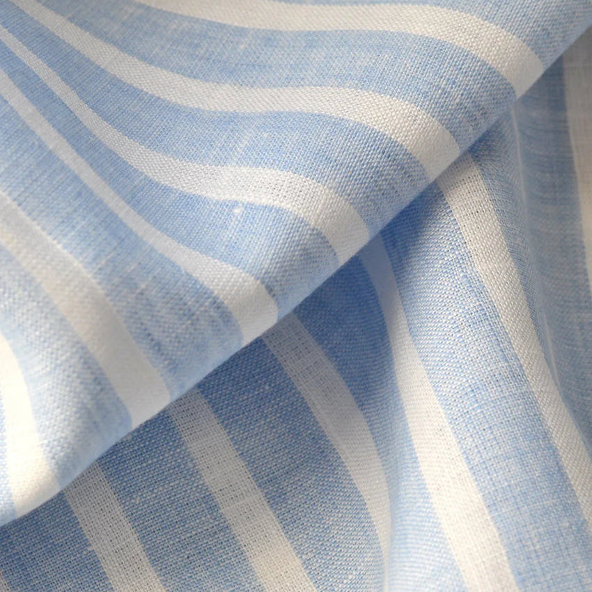 Blue & Ivory Striped Linen Hand Towels – Set of 6 (Loch) | 100% European Linen Kitchen & Bath Towels