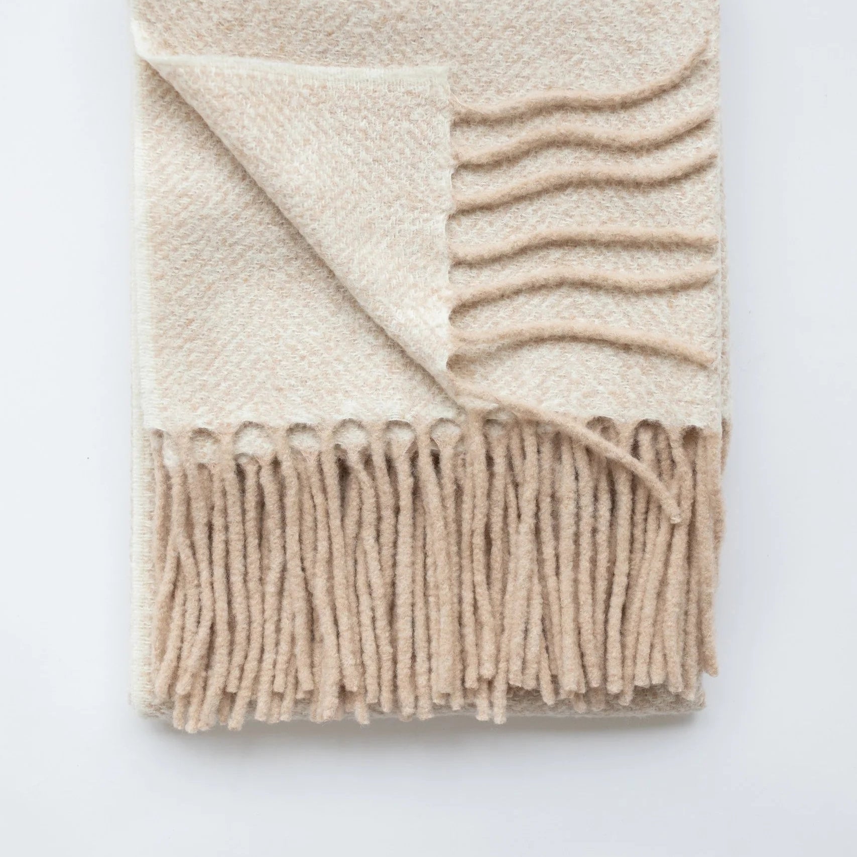 Sand & Ivory Alpaca Wool Throw Blanket – Lightweight Warm Neutral Luxury Throw