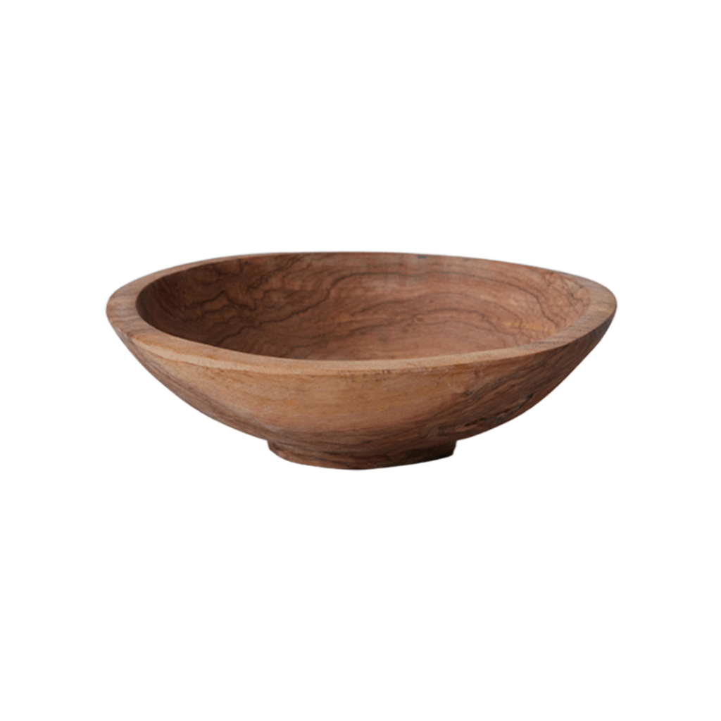 Wooden bowl on a white background