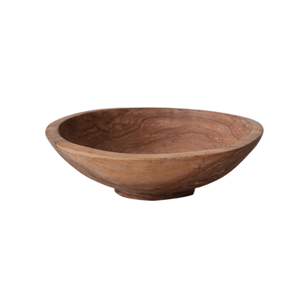 Wooden bowl on a white background