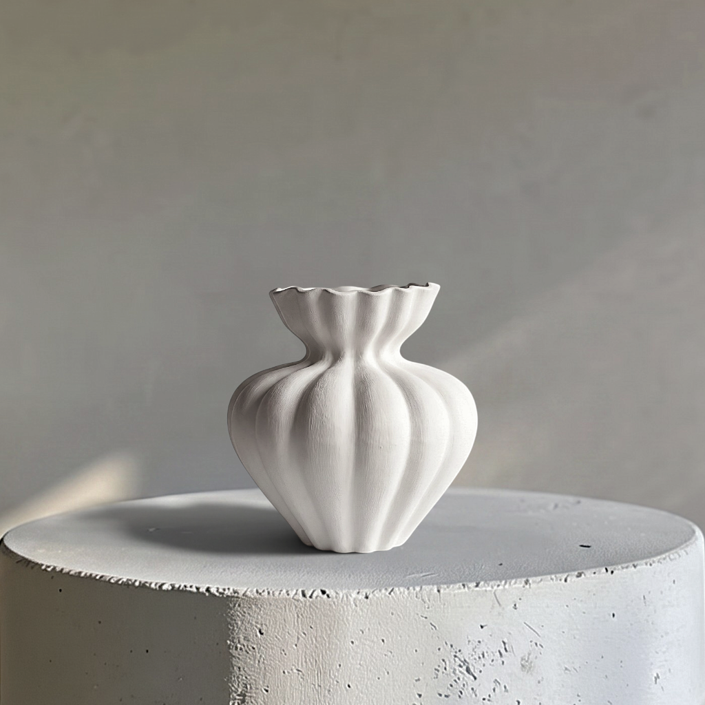 Ember Hand-Painted Terracotta Vase | Linen White or Jet Black