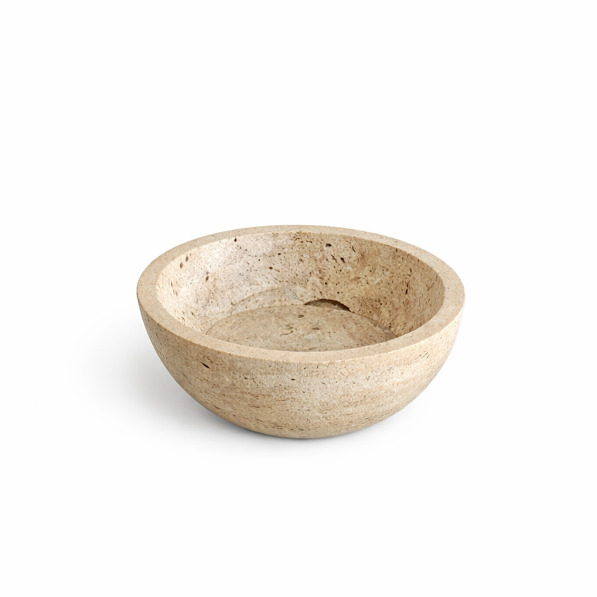 Natural Travertine Stone Bowl – Neutral Decorative Catchall & Luxury Coffee Table Accent