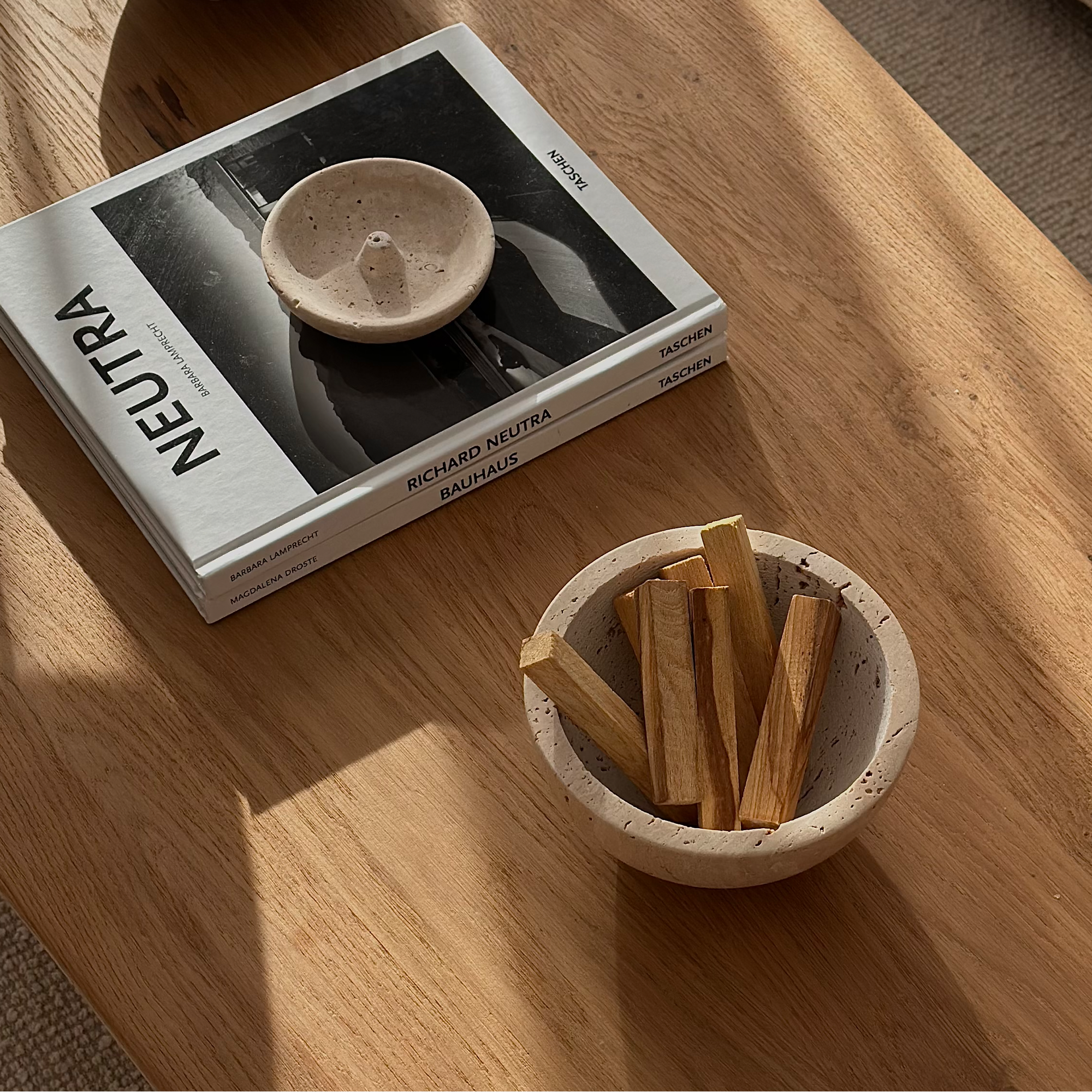 Natural Travertine Stone Bowl – Neutral Decorative Catchall & Luxury Coffee Table Accent
