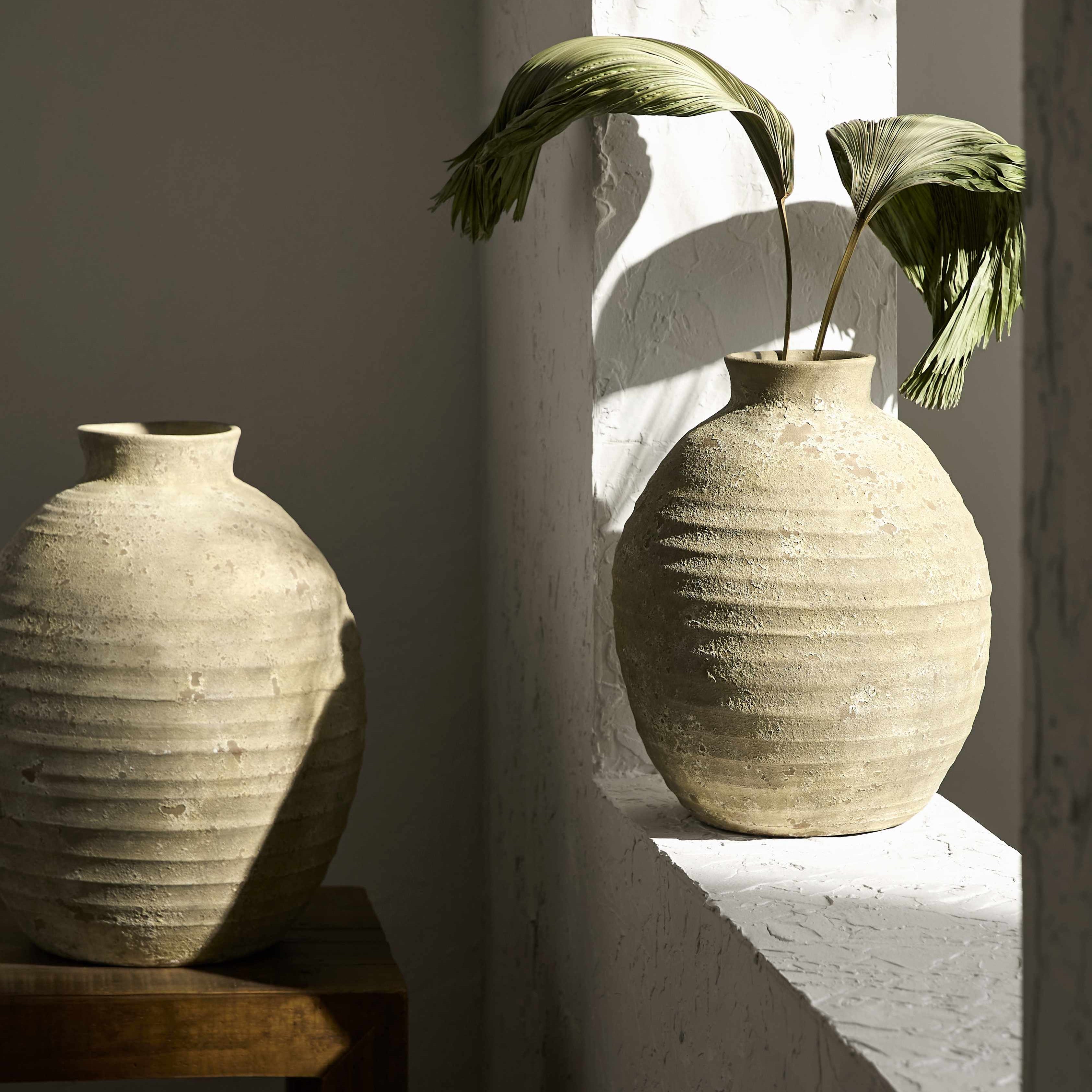Golubinci Ceramic Vase Collection – Textured Neutral Stone-Look Vases for Modern Rustic & European Decor