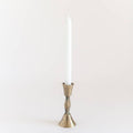 Black and brass taper candle holders styled together for elevated neutral tabletop decor | Sorelle Rossi Shoppe