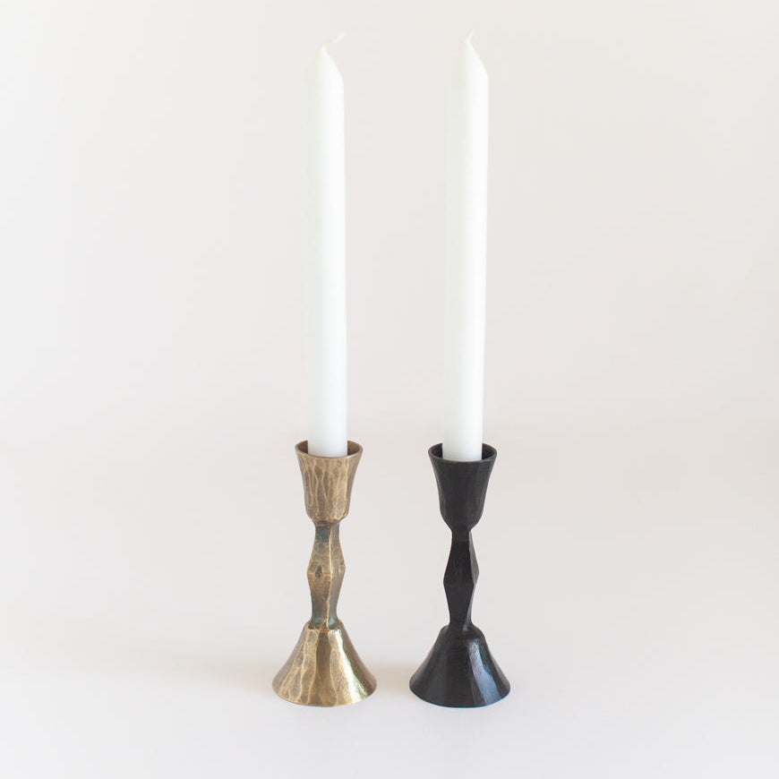 Low Diamond Hand-Forged Iron Candle Holder – Artisan Taper Candle Stand