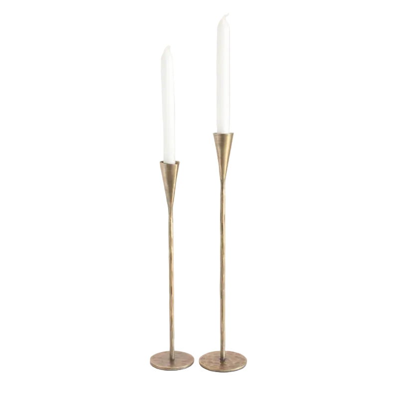 Hand-Forged Iron Taper Candle Holders (Set of 2) – Artisan Blacksmith Made, Modern Organic Candle Stands