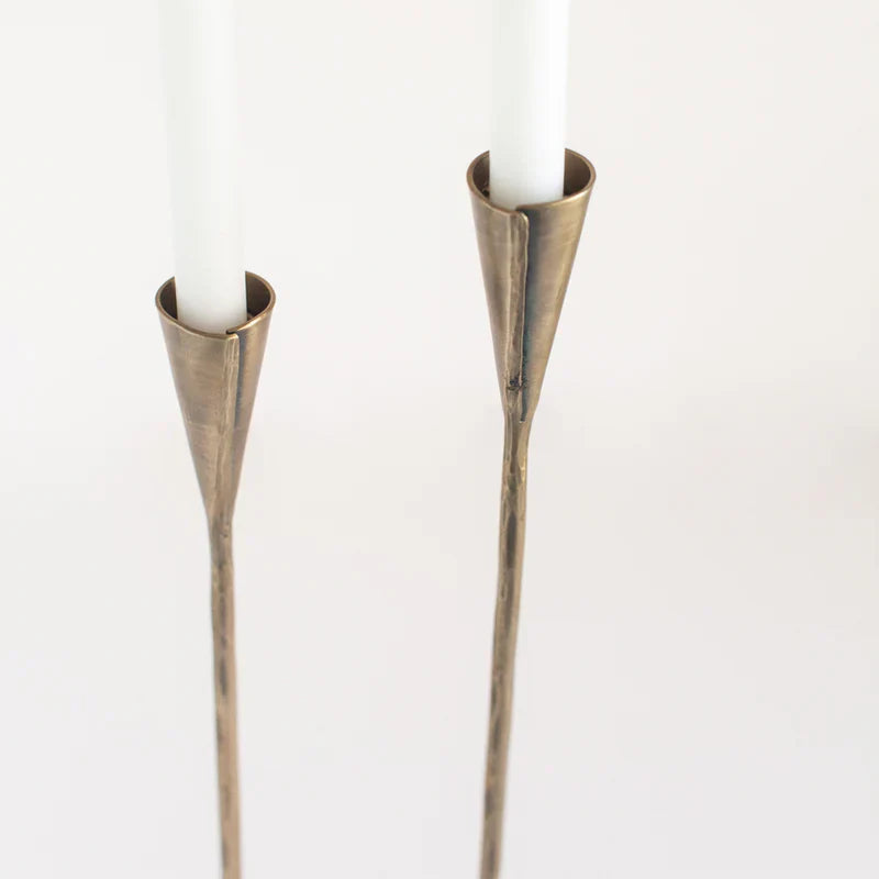 Hand-Forged Iron Taper Candle Holders (Set of 2) – Artisan Blacksmith Made, Modern Organic Candle Stands