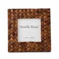 Wooden picture frame with 'Sorelle Rossi' branding on a white background