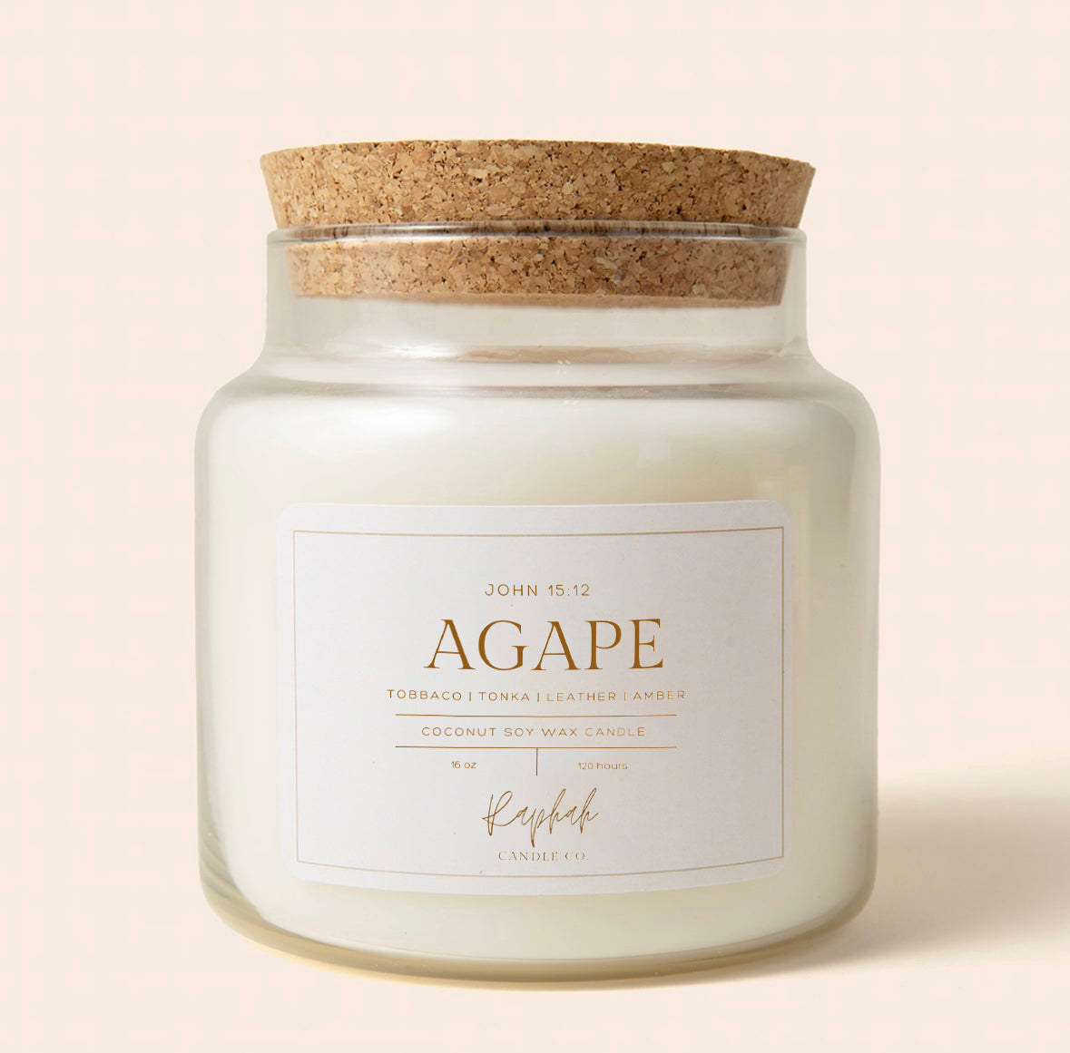 Agape Coconut Soy Candle | Leather, Tonka Bean & Tobacco