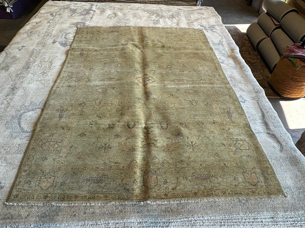 Natalia Beige Hand-Knotted Ziegler Rug - 5.4 x 7.9