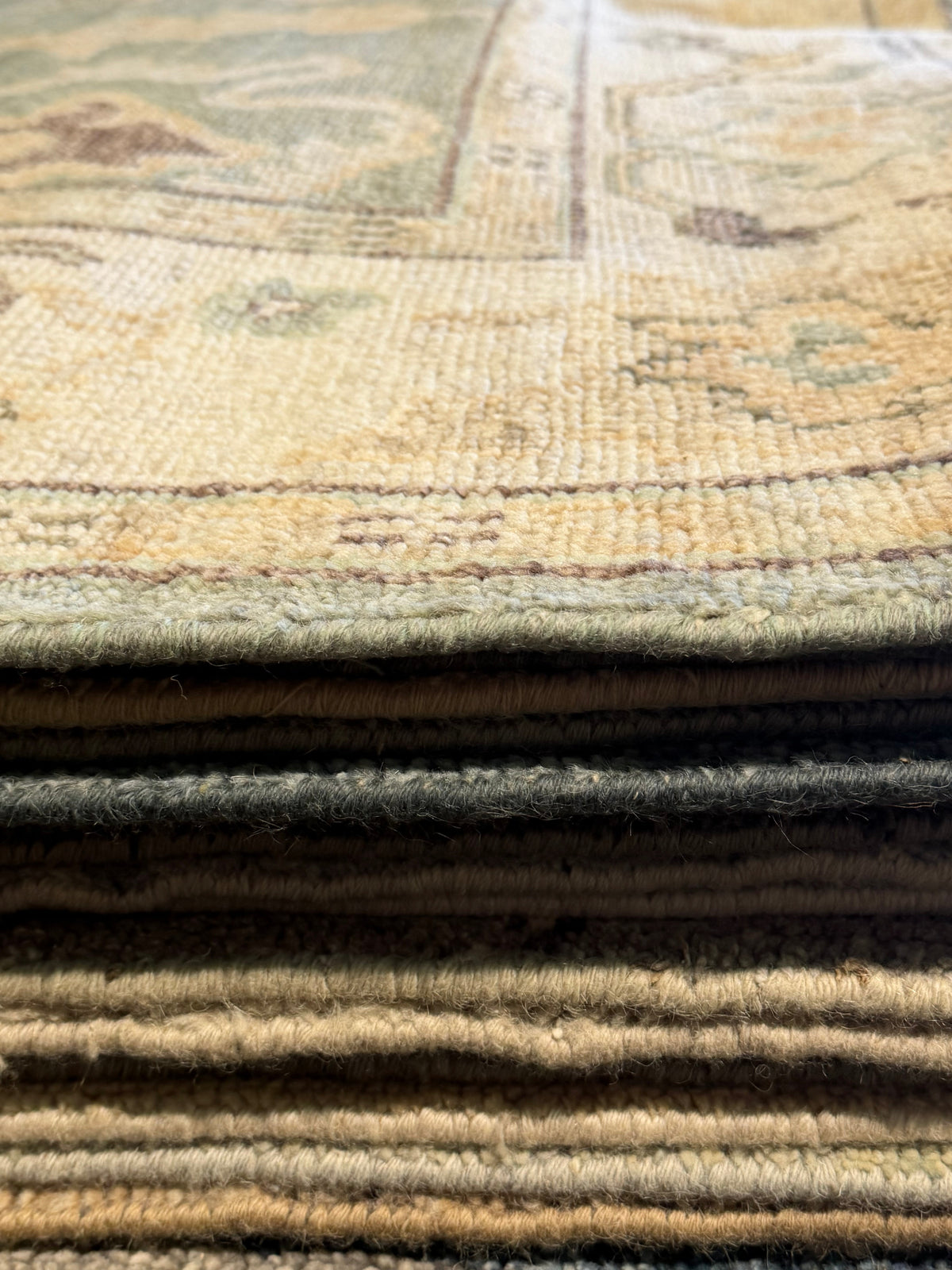 Elise Green Hand-Knotted Oushak Rug - 8 x 10