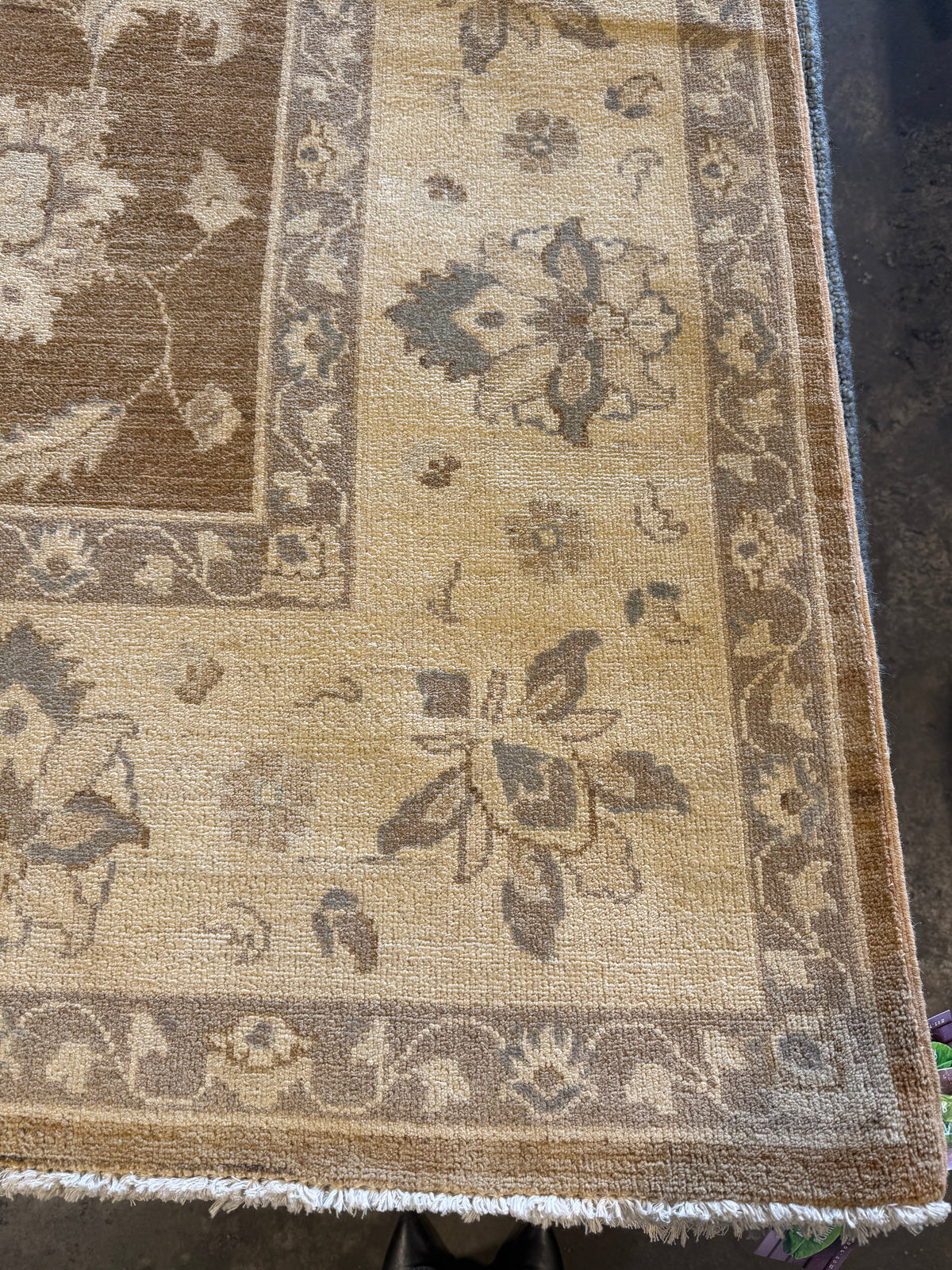Cara Afghani Oushak Wool Rug - Brown, 8 x 9.8