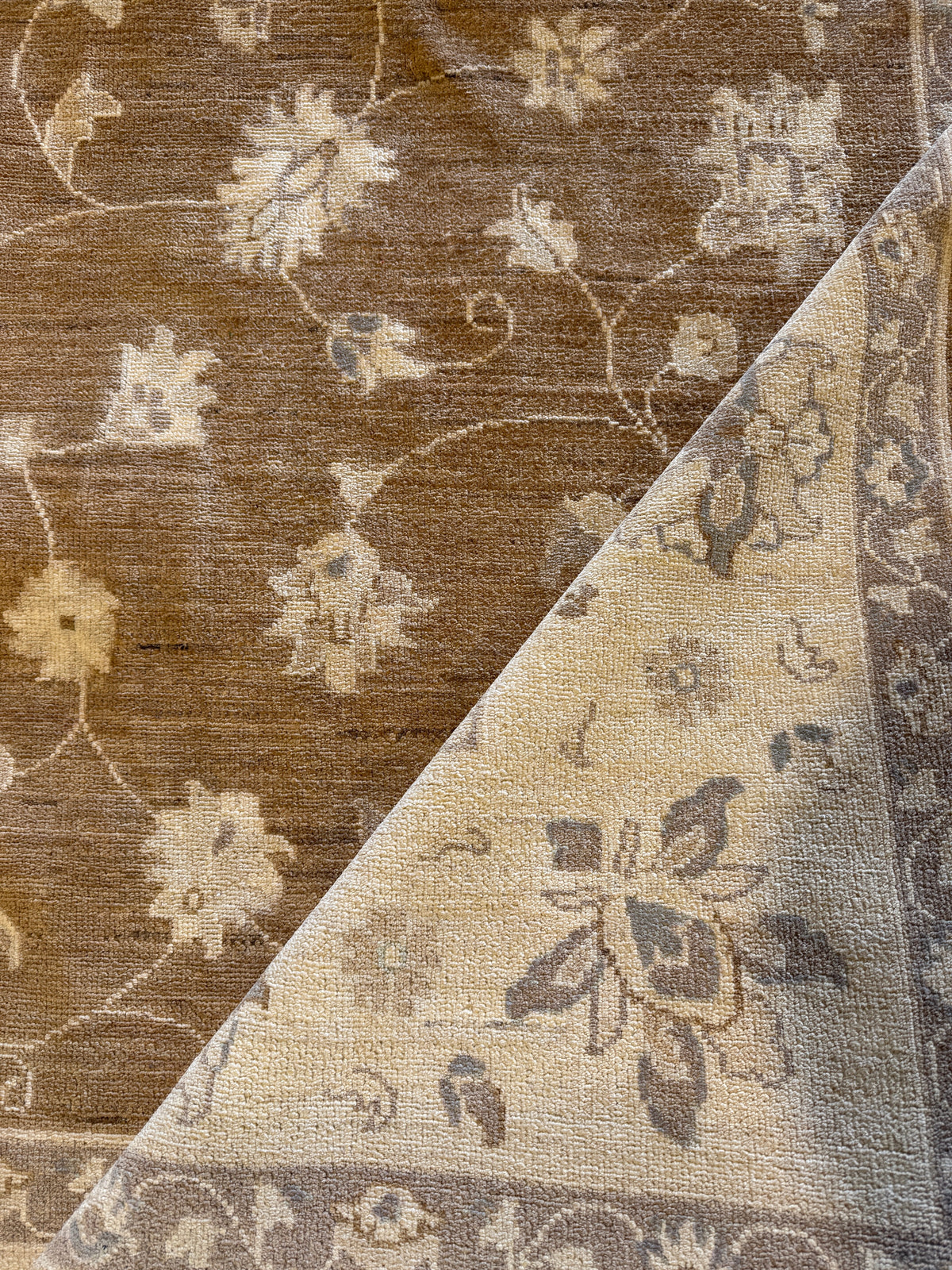 Cara Afghani Oushak Wool Rug - Brown, 8 x 9.8