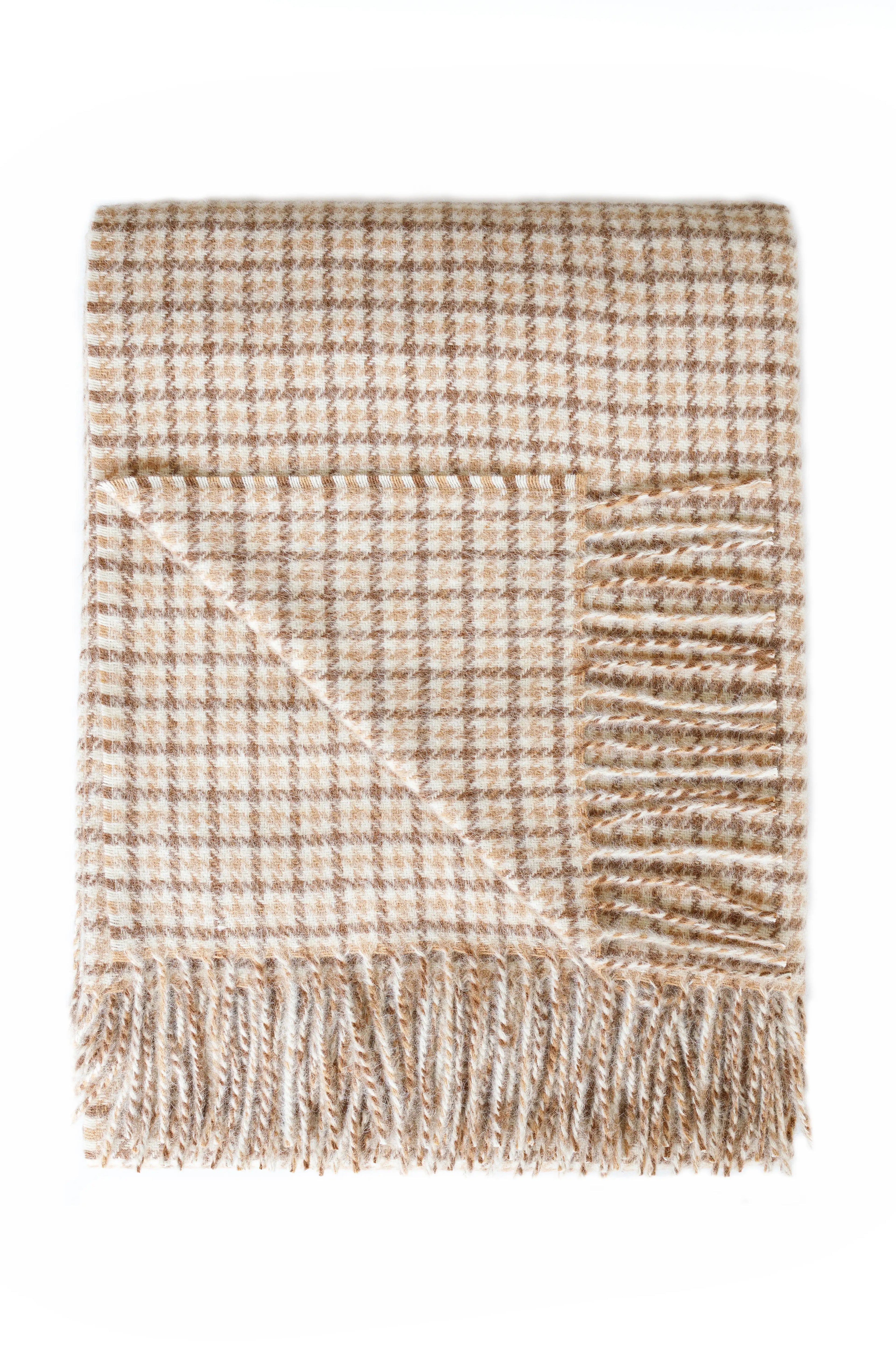 Glencoe Oversized Alpaca & Wool Throw Blanket – Heavyweight Luxury Throw | Ivory, Camel, & Sand