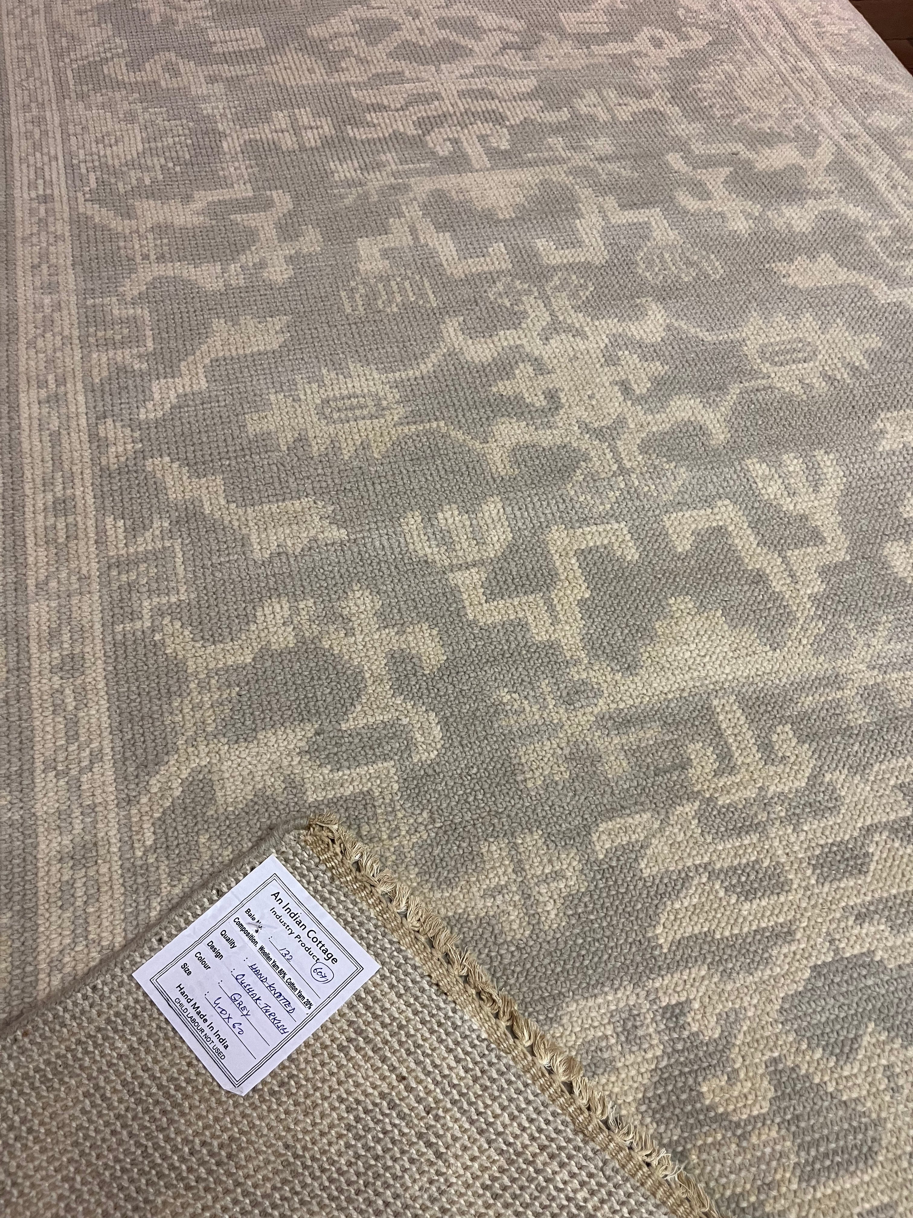 Margaret Sullivan 4x6 Silver and Grey Hand-Knotted Oushak Rug - CLEARANCE 30% OFF