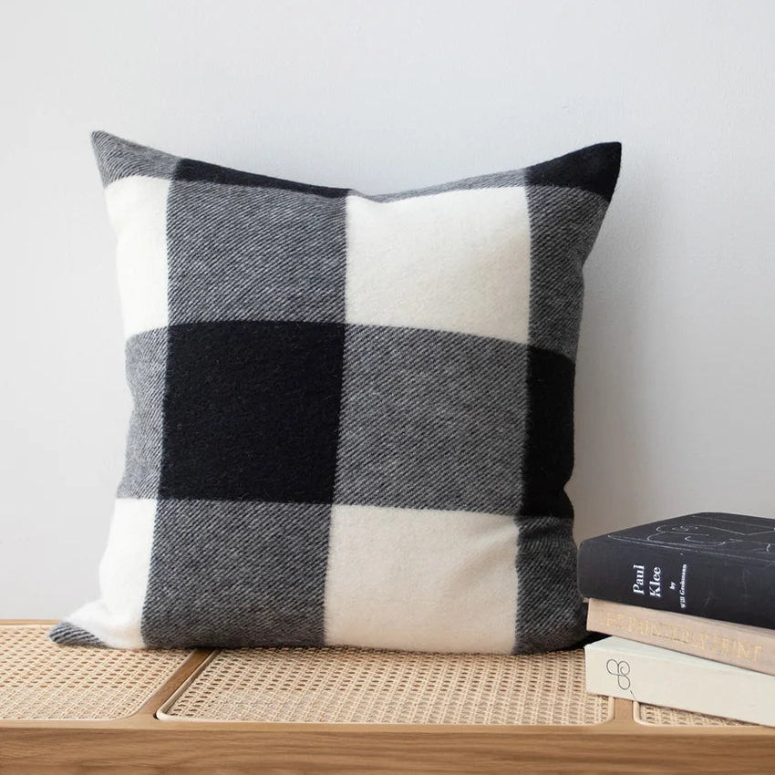 St Louis Black & Ivory Check Pillow Cover, 22 x 22