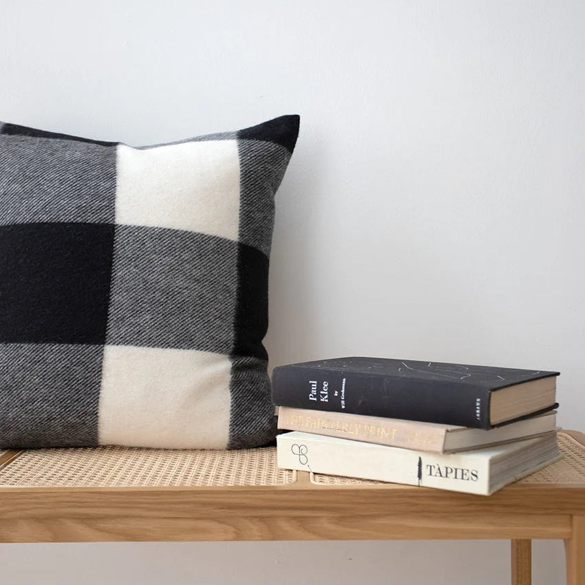 St Louis Black & Ivory Check Pillow Cover, 22 x 22