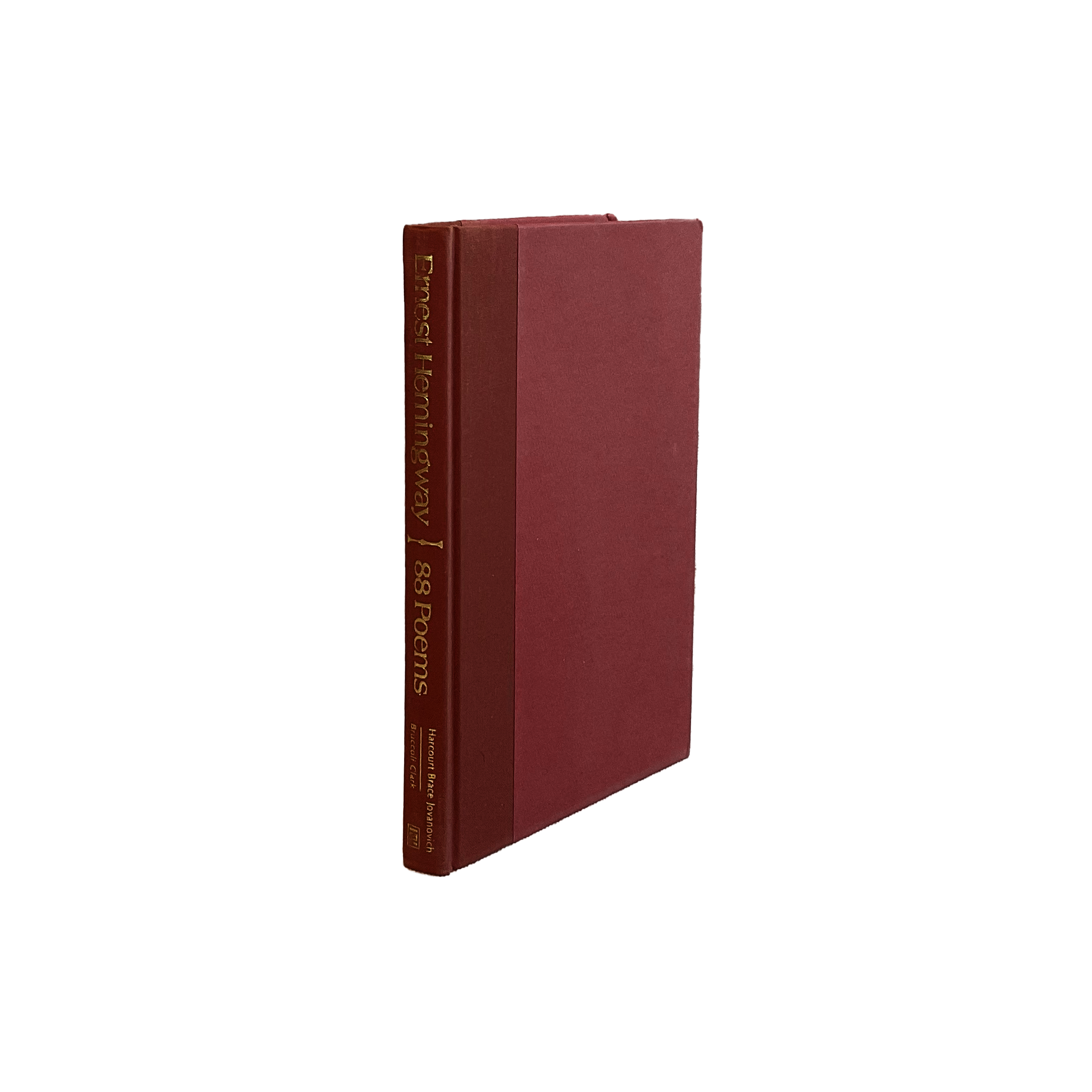 Red leather-bound book on a white background