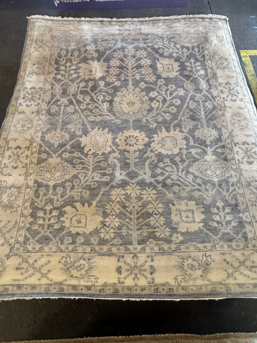 Nina Petronzio 8x10 Grey and Silver Hand-Knotted Oushak Rug