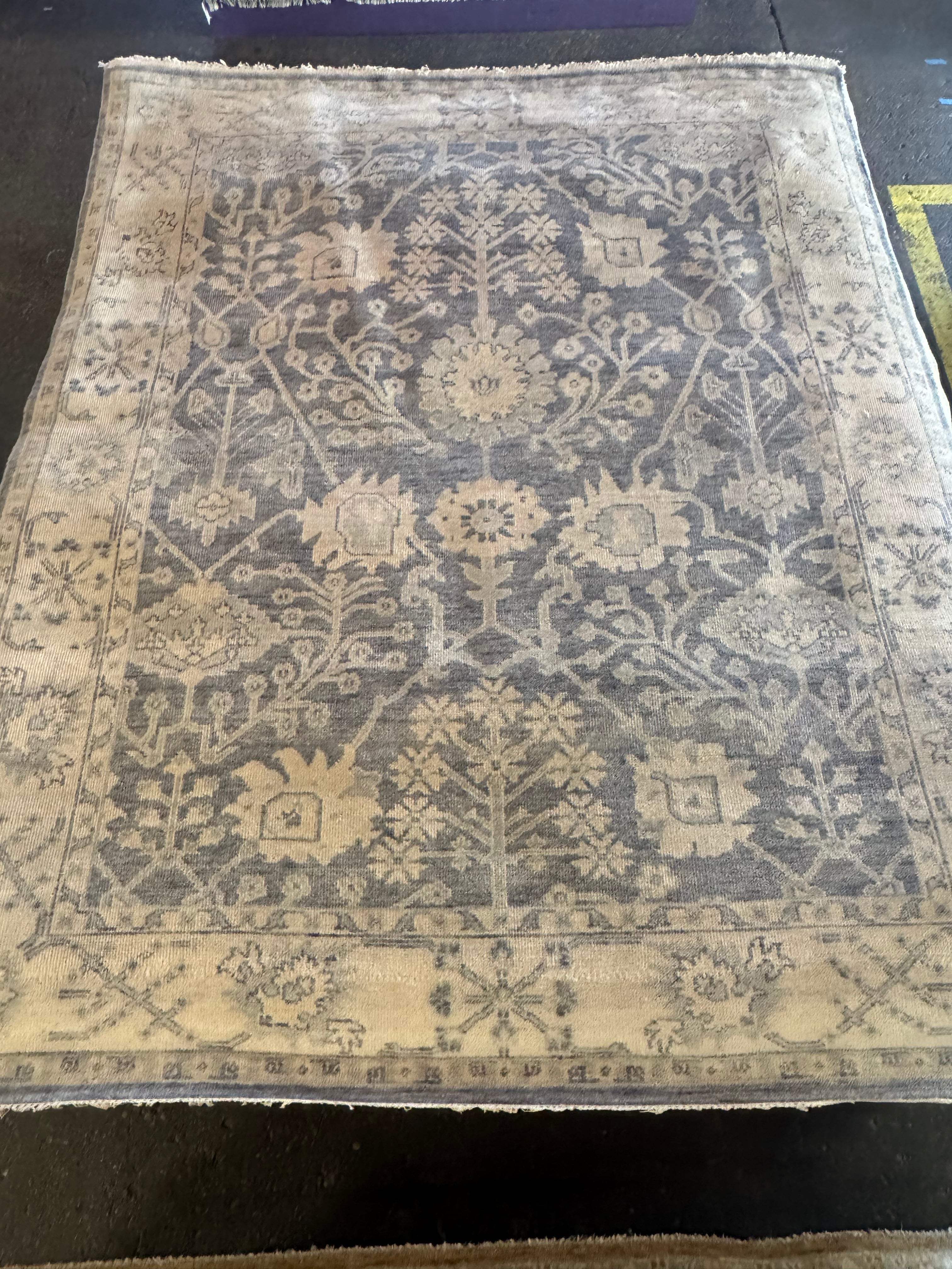 Nina Petronzio 8x10 Grey and Silver Hand-Knotted Oushak Rug