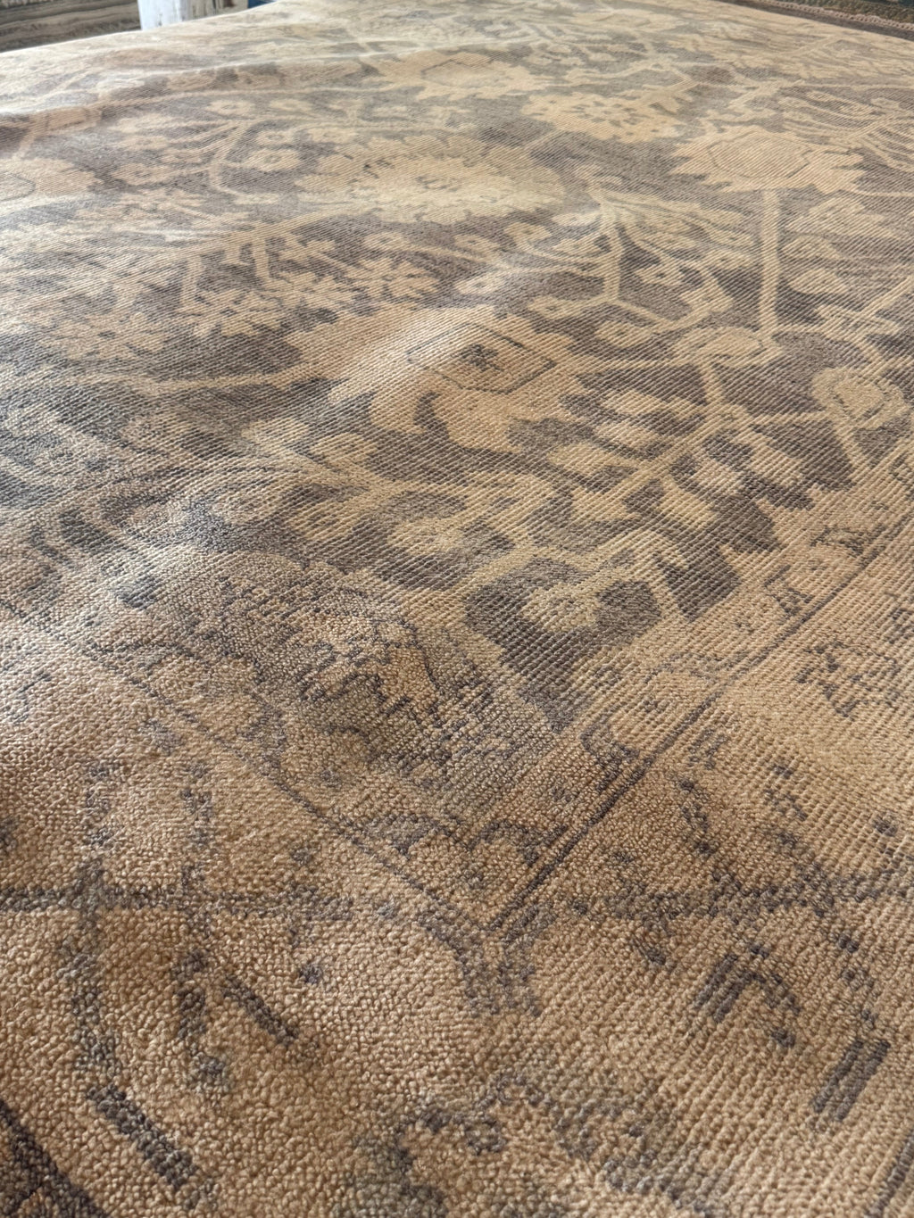 Nina Petronzio 8x10 Grey and Silver Hand-Knotted Oushak Rug