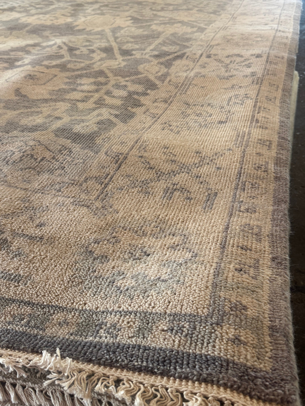 Nina Petronzio 8x10 Grey and Silver Hand-Knotted Oushak Rug