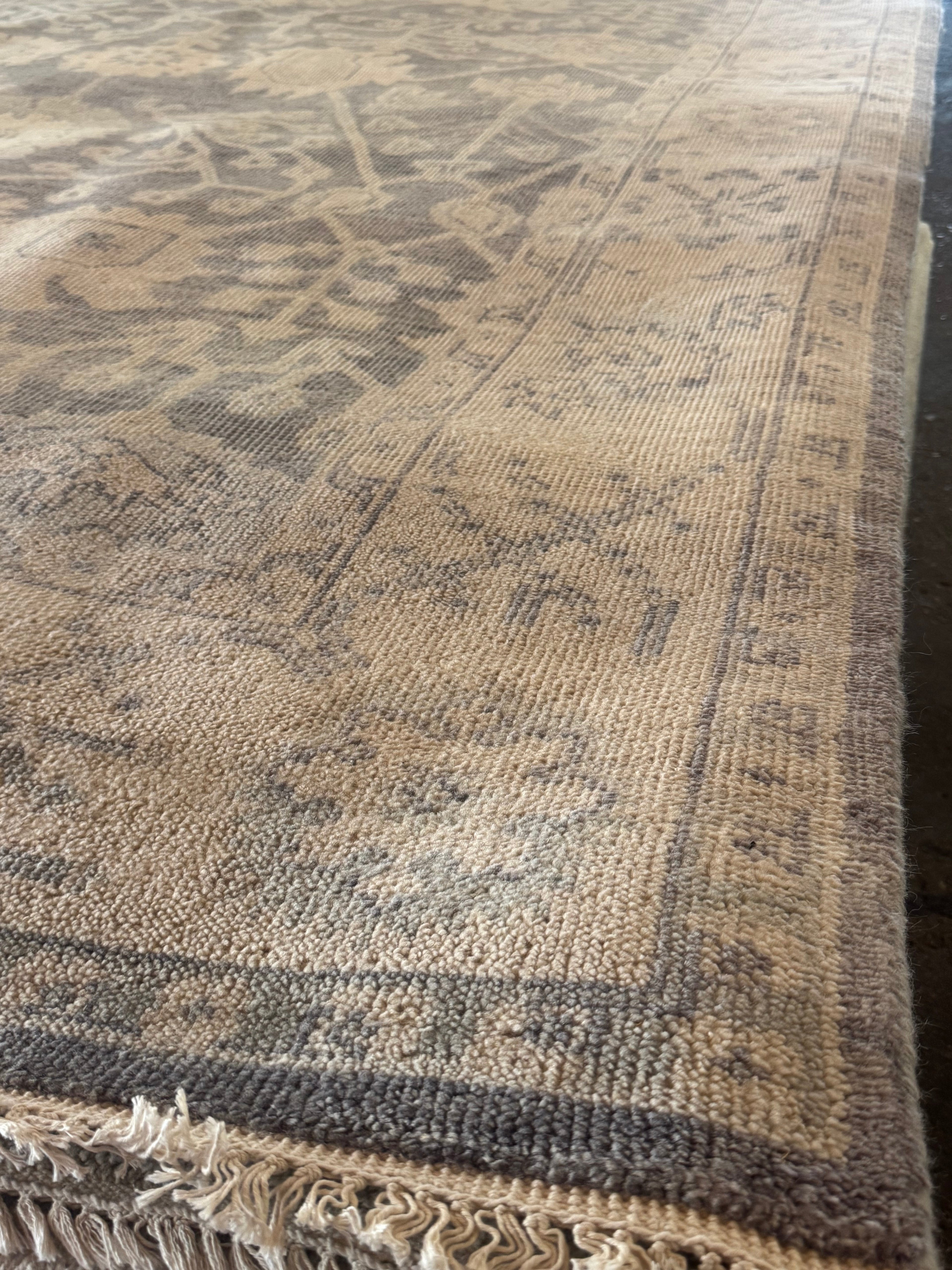 Nina Petronzio 8x10 Grey and Silver Hand-Knotted Oushak Rug