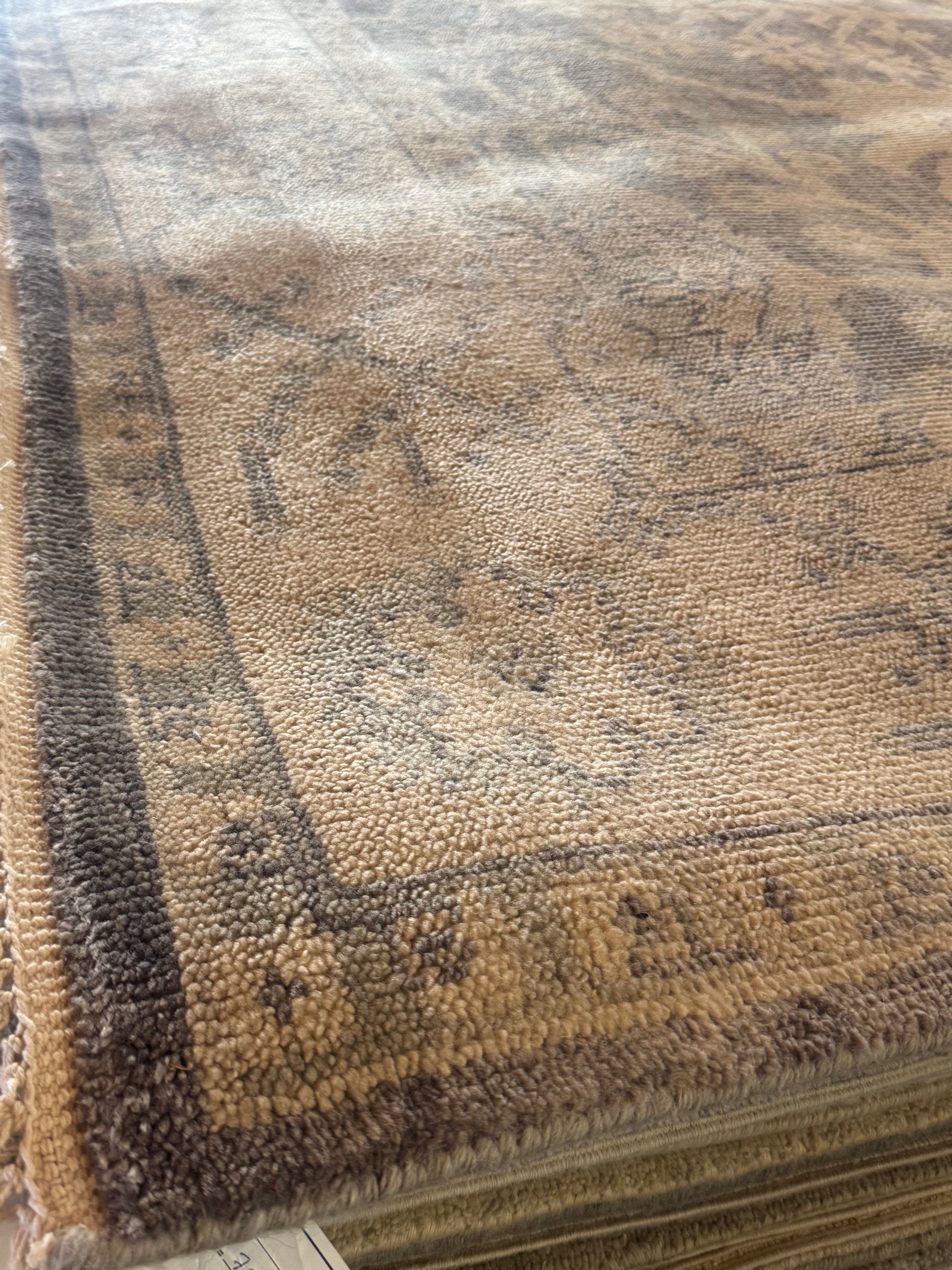 Nina Petronzio 8x10 Grey and Silver Hand-Knotted Oushak Rug