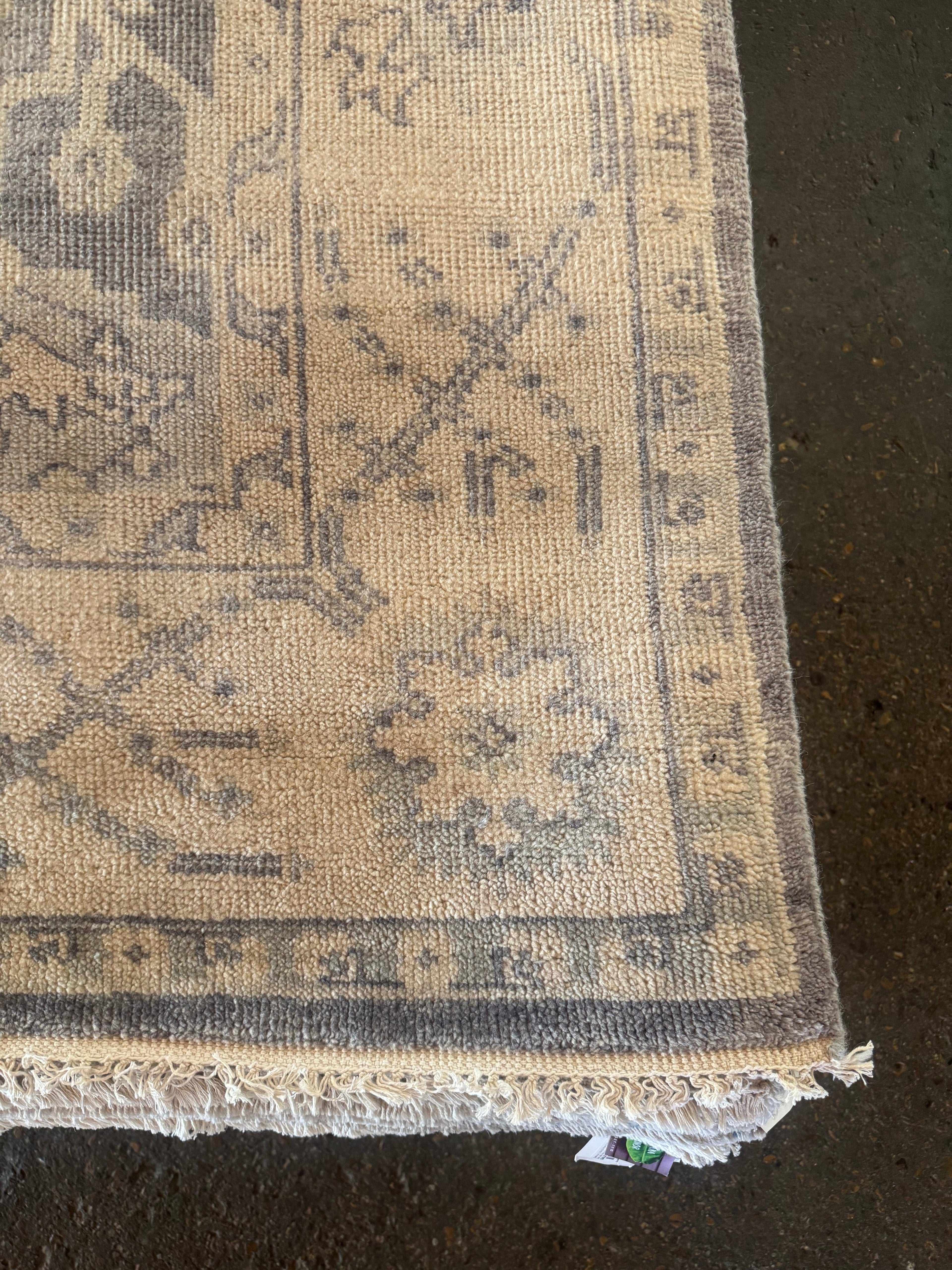 Nina Petronzio 8x10 Grey and Silver Hand-Knotted Oushak Rug