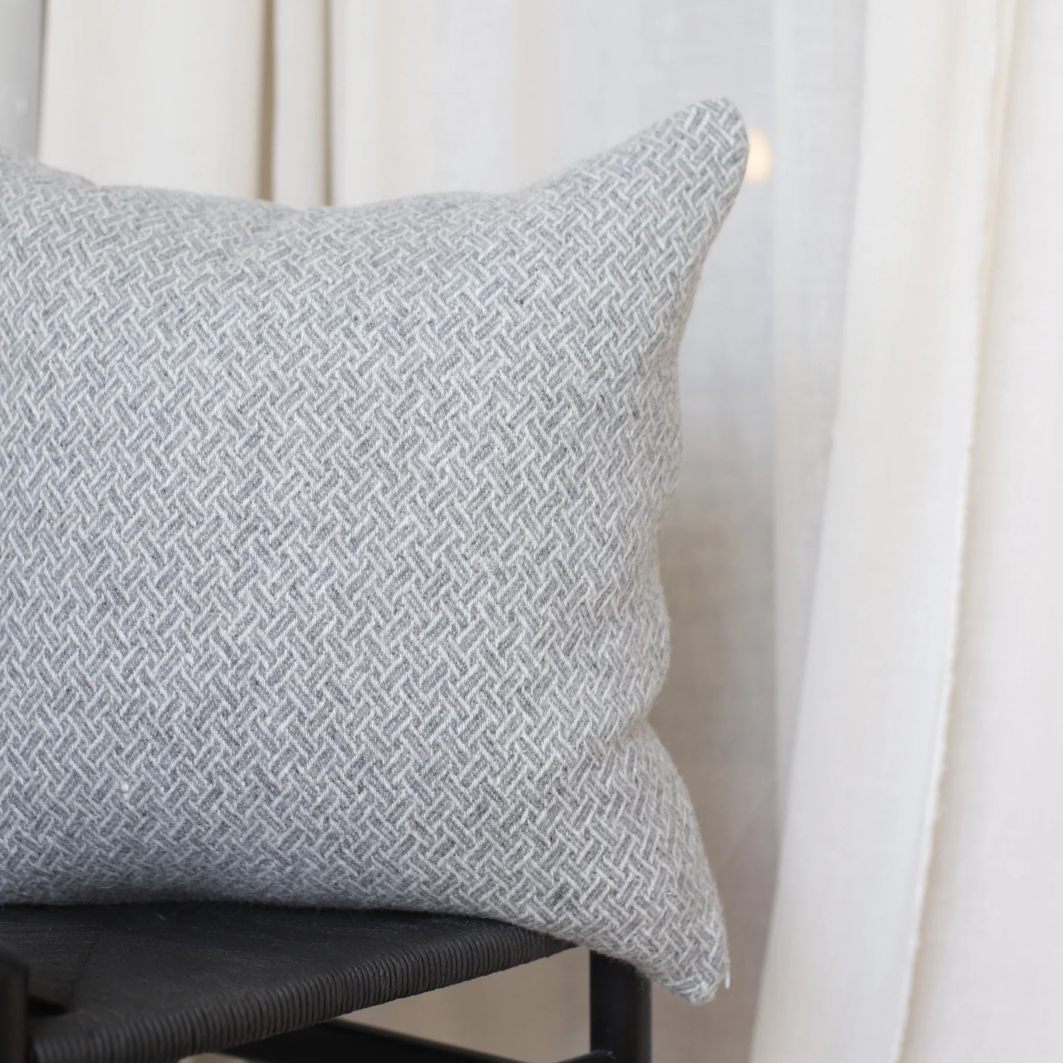 Charcoal Oxford Basket Weave Pillow Cover – Textured Neutral Cushion | Woven Decorative Throw Pillow