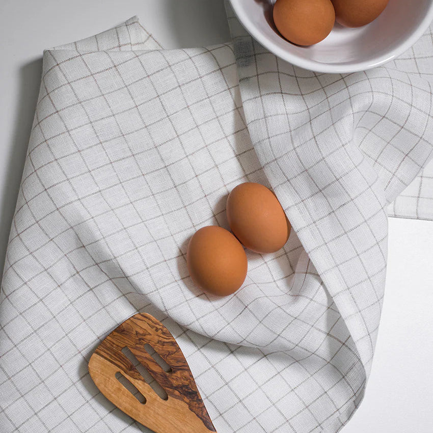Windowpane Linen Tea Towels – Set of 6 (Finestra) | Handmade European Flax Kitchen Towels