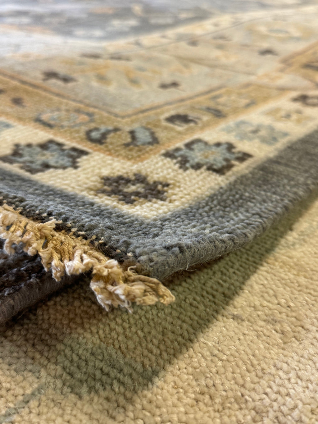 Ann Pyne 8x10 Blue and Grey Hand-Knotted Oushak Rug
