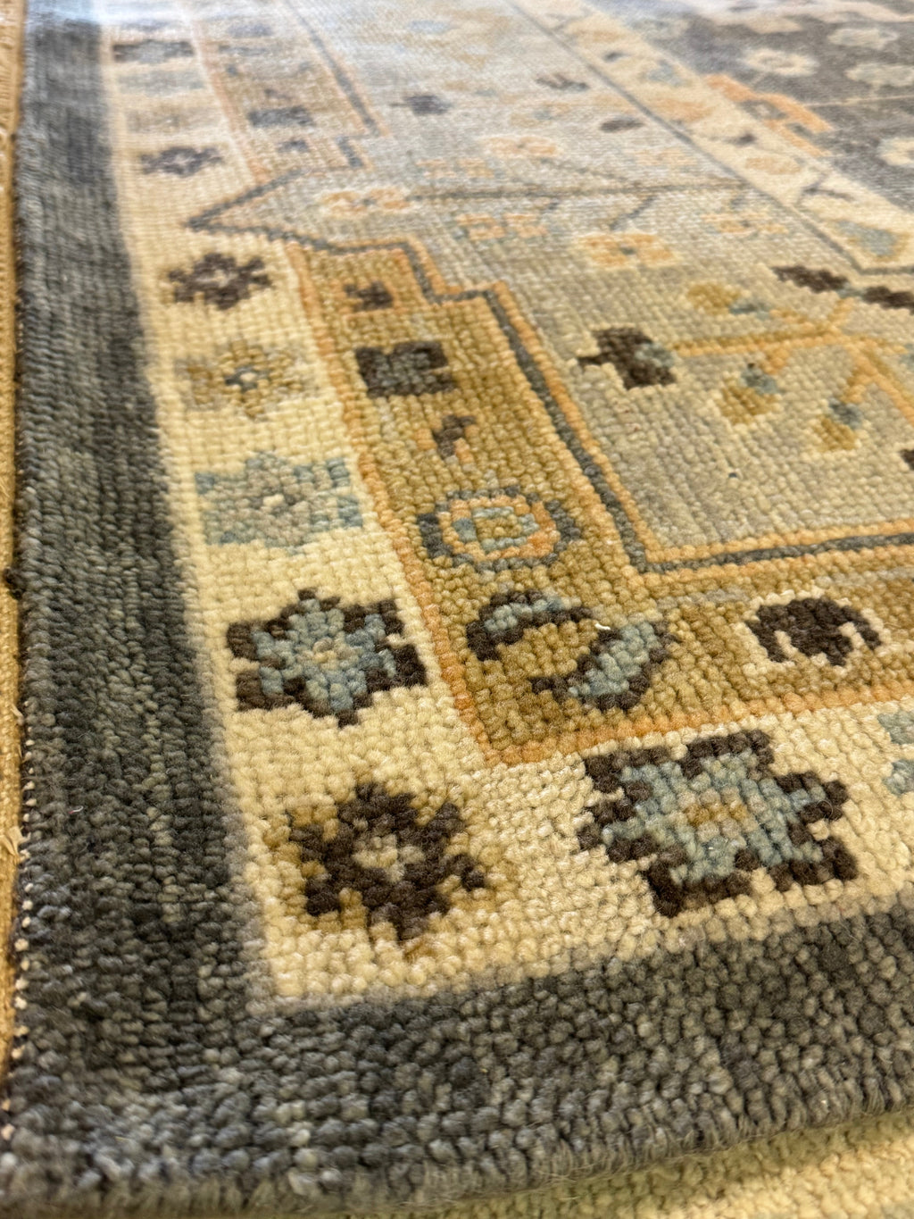 Ann Pyne 8x10 Blue and Grey Hand-Knotted Oushak Rug