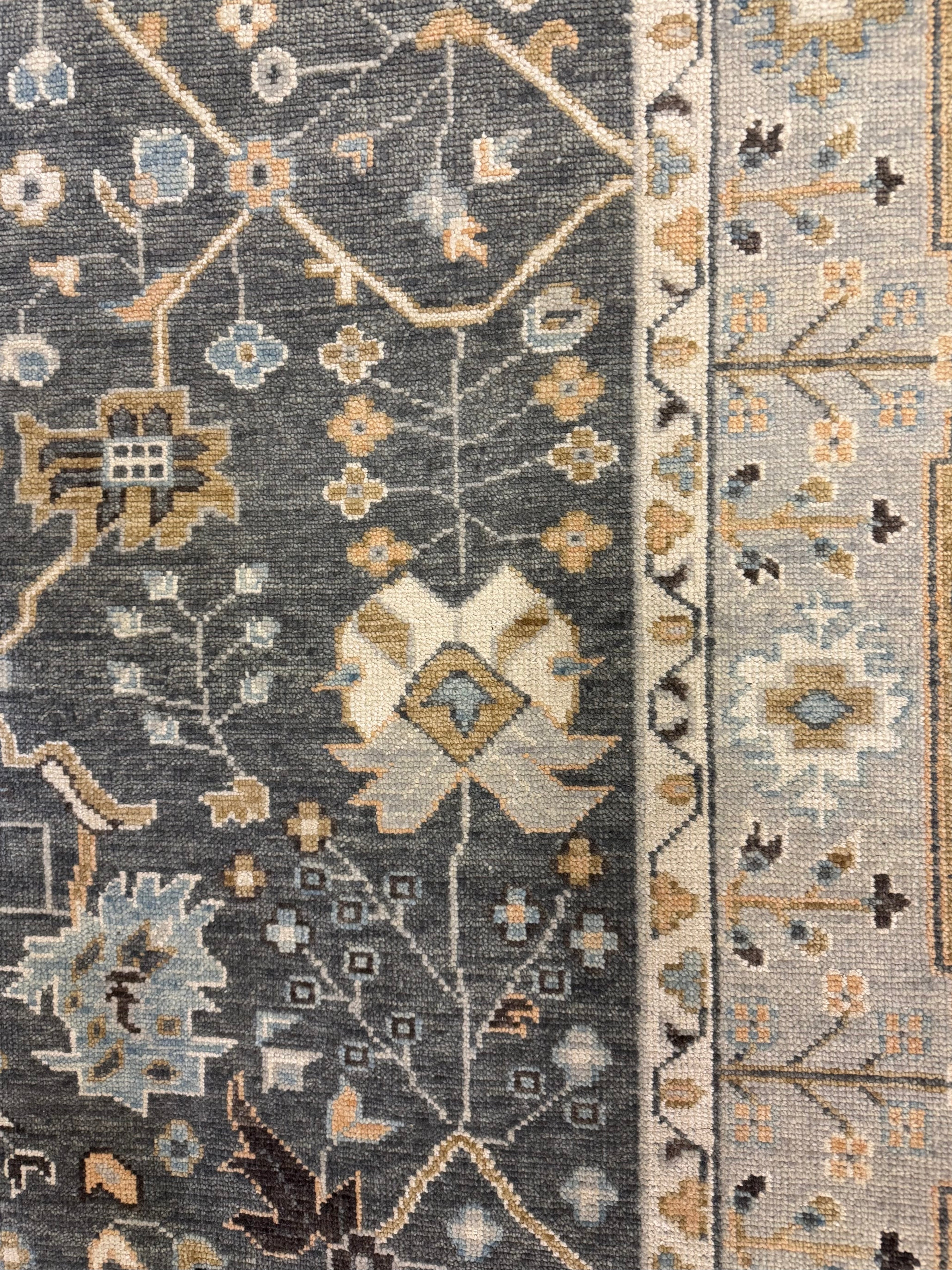 Ann Pyne 8x10 Blue and Grey Hand-Knotted Oushak Rug