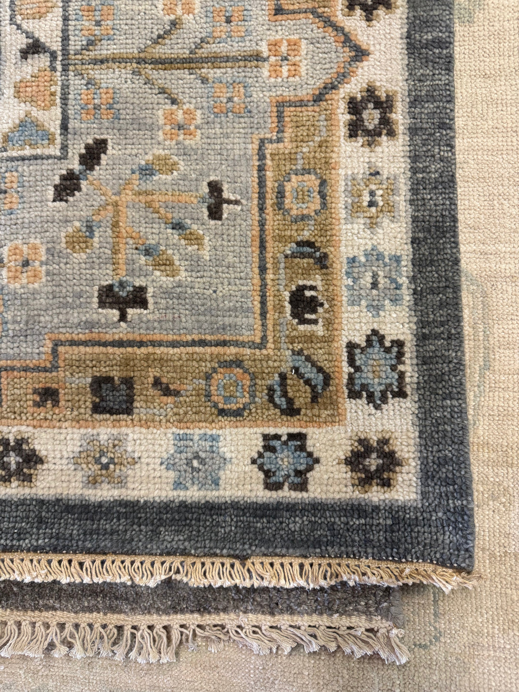 Ann Pyne 8x10 Blue and Grey Hand-Knotted Oushak Rug