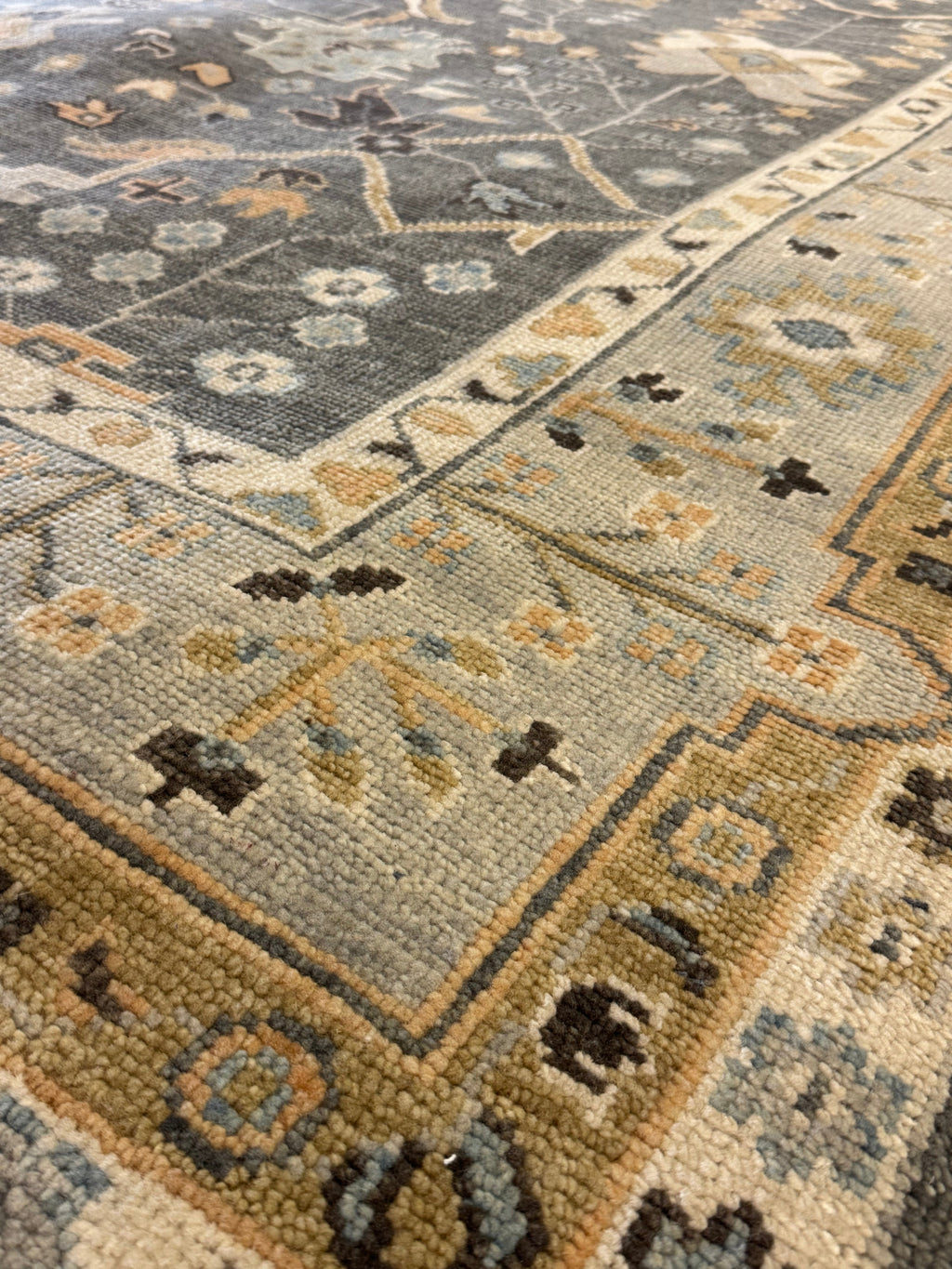 Ann Pyne 8x10 Blue and Grey Hand-Knotted Oushak Rug