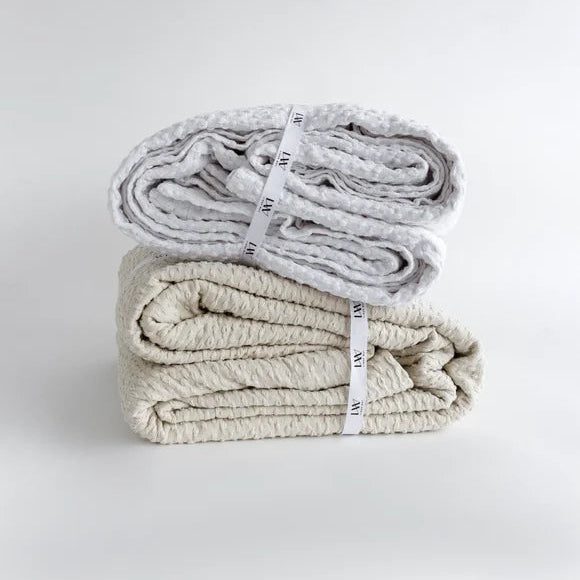 Cotton Bedspread – Normandie | Neutral Lightweight Coverlet for Layered European Bedding