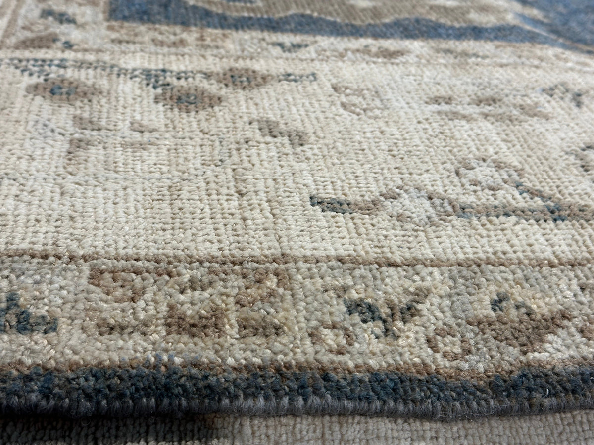 Tamara Fifield 5.10x9 Gray Whitewashed Hand-Knotted Oushak