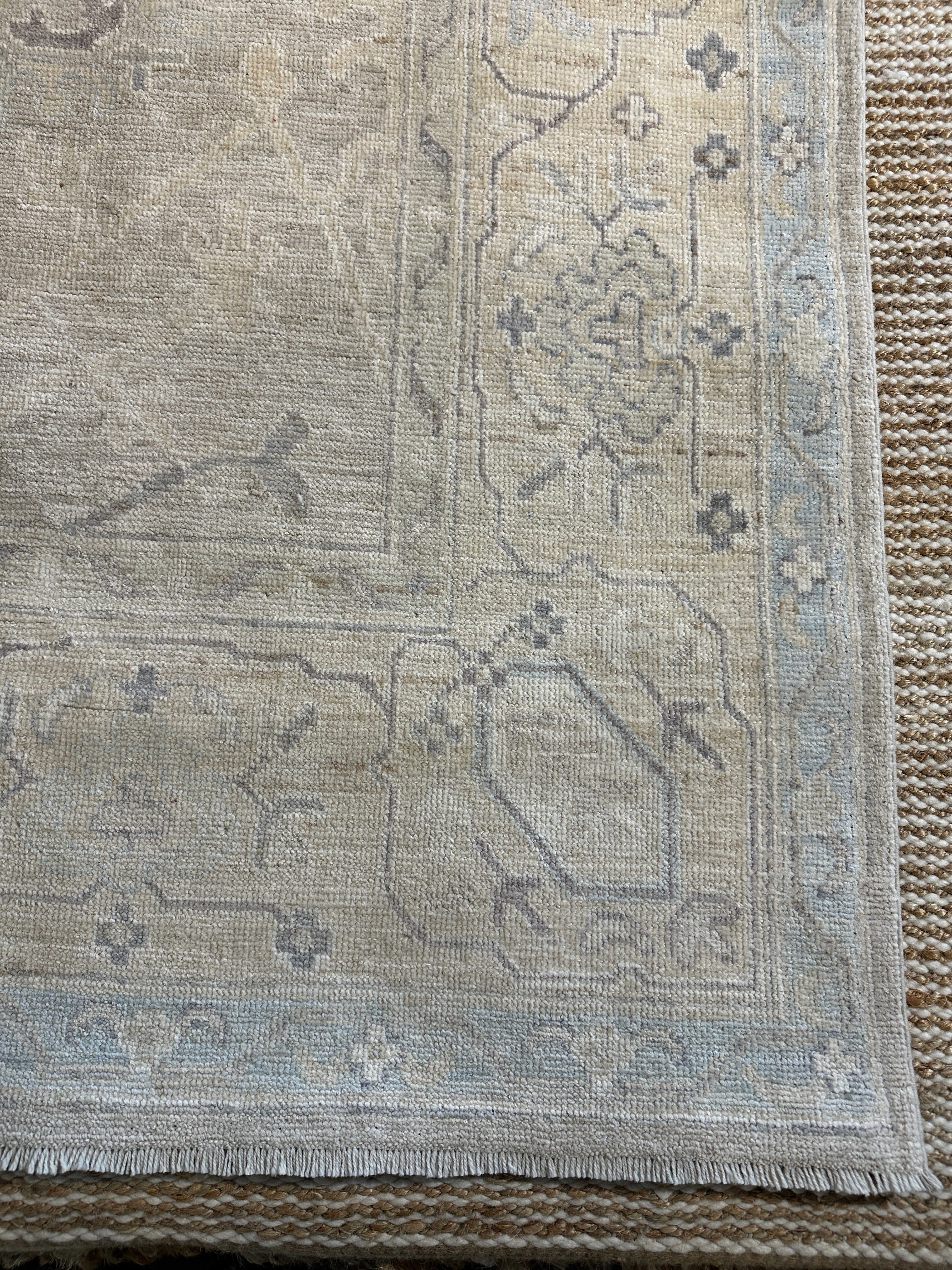 Julie Brown 8.1x10.3 Blue Whitewashed Afghani Oushak
