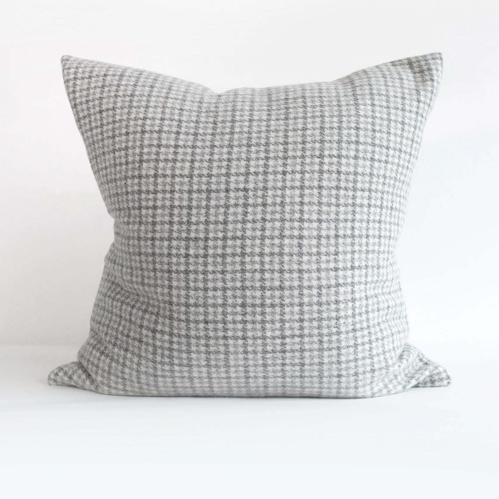 Glencoe Plaid Pillow Cover – Medium Grey, Ivory & Dark Grey | Alpaca Wool | Made in Canada