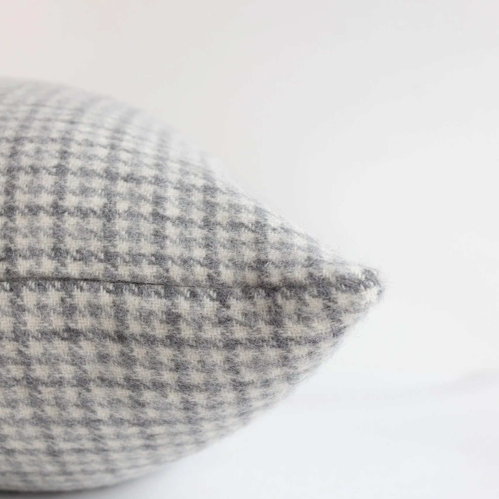 Glencoe Plaid Pillow Cover – Medium Grey, Ivory & Dark Grey | Alpaca Wool | Made in Canada