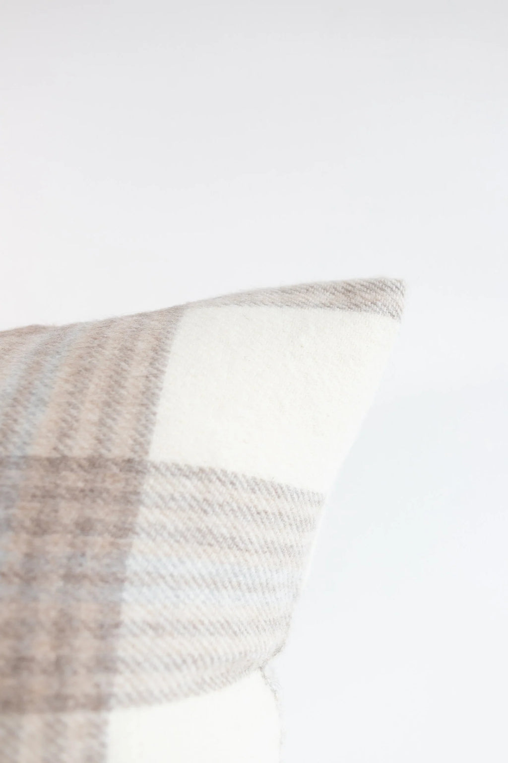 Stonehaven Alpaca & Wool Pillow Cover in Tan, Dark Taupe, Ivory & Beige Plaid